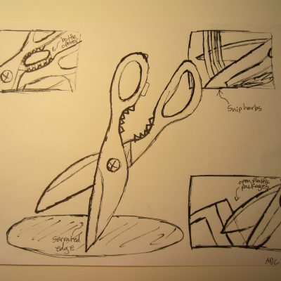 The final concept sketch of the IKEA Kitchen Scissors